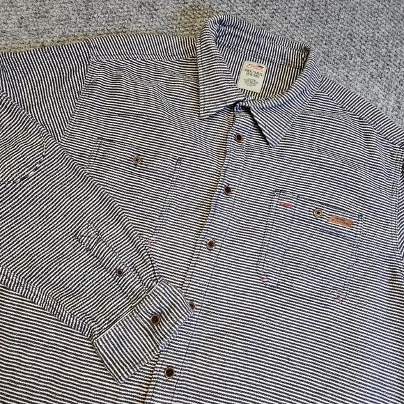 Dickies Mens Long Sleeve Button Up Shirt Blue White Stripe Workwear Size 3XL - Picture 1 of 8
